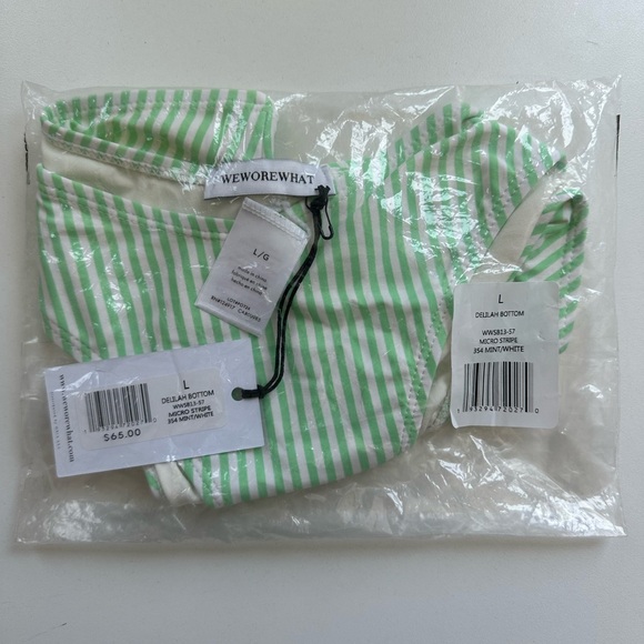 WeWoreWhat Delilah Bikini Bottom (mint/white) - Size L - Picture 3 of 3